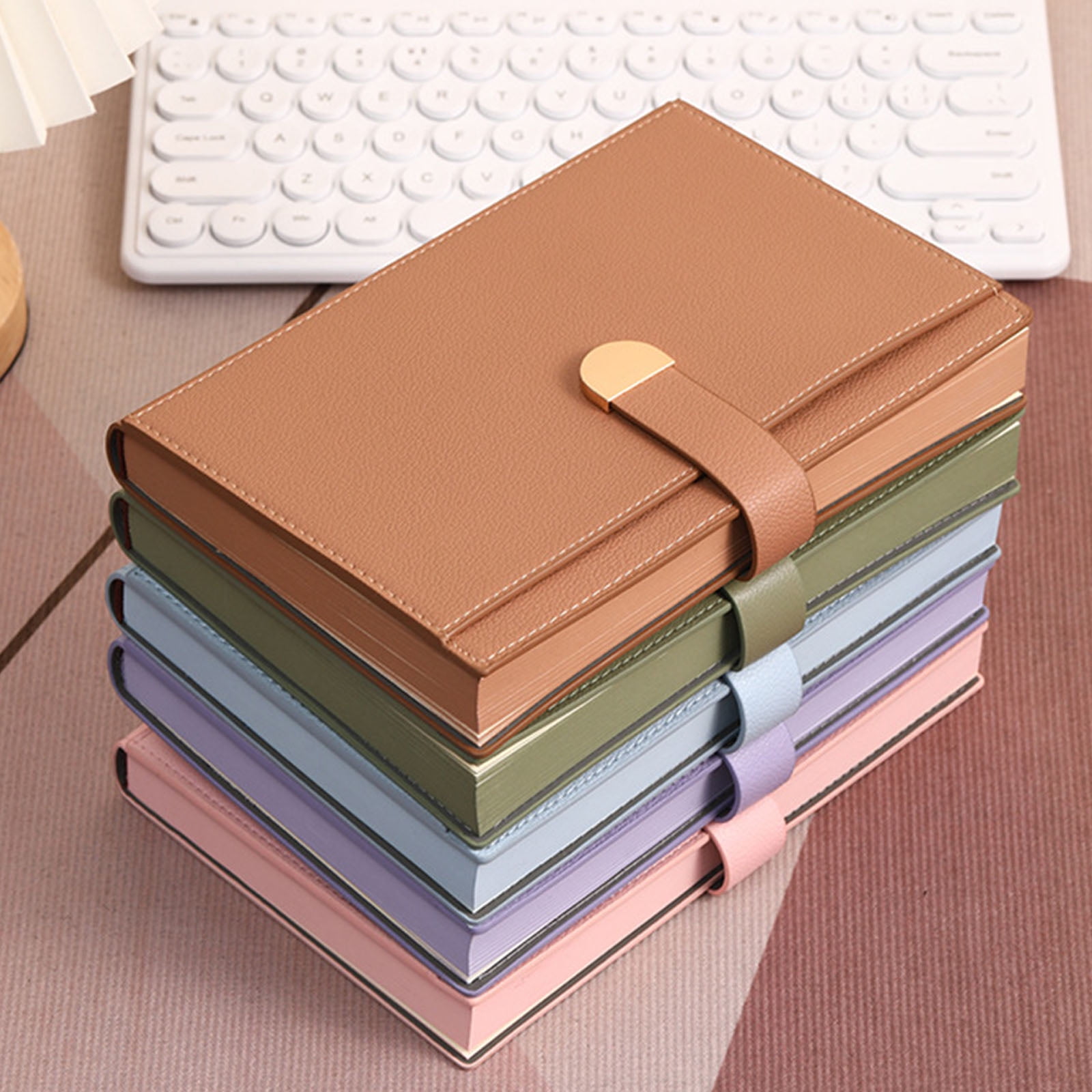 Professional PU Leather Notebook 300 Pages Lined Ribbon Bookmarks Button Closure Hardcover Journal for Writing