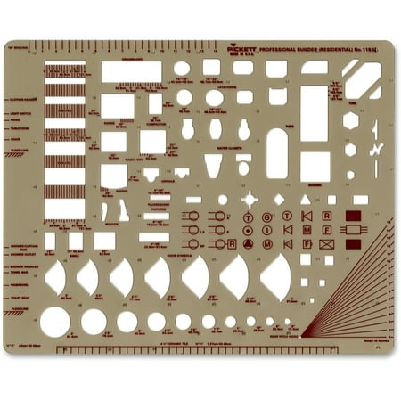 Chartpak Templates, Architect & Builder Symbols, 8" x 10", Smoke