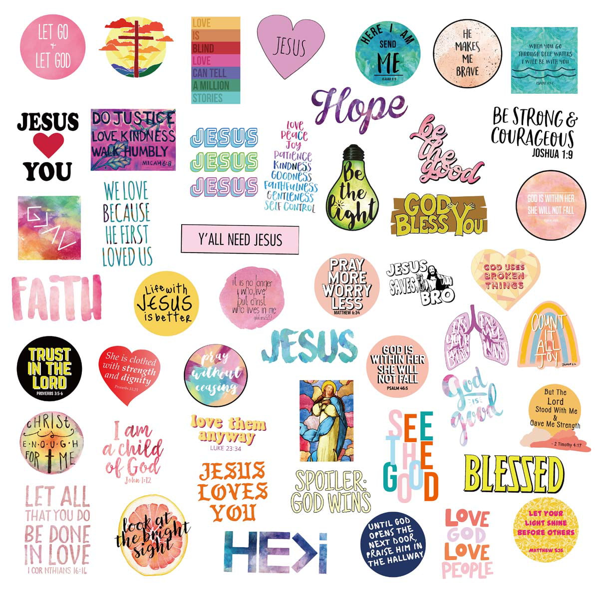  200PCS Jesus Christian Stickers, Religious Stickers for Kids  Bible Verse Stickers Christian Stickers for Water Bottles Laptop, Vinyl  Faith Wisdom Words Stickers Christian Gifts : Toys & Games