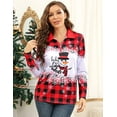 thumbnail image 3 of GymChoice Womens Christmas Sweatshirt Ugly Wavy Snowman Print Zip-Up Long Sleeve Shirt Fall Holiday Pullover, 3 of 6