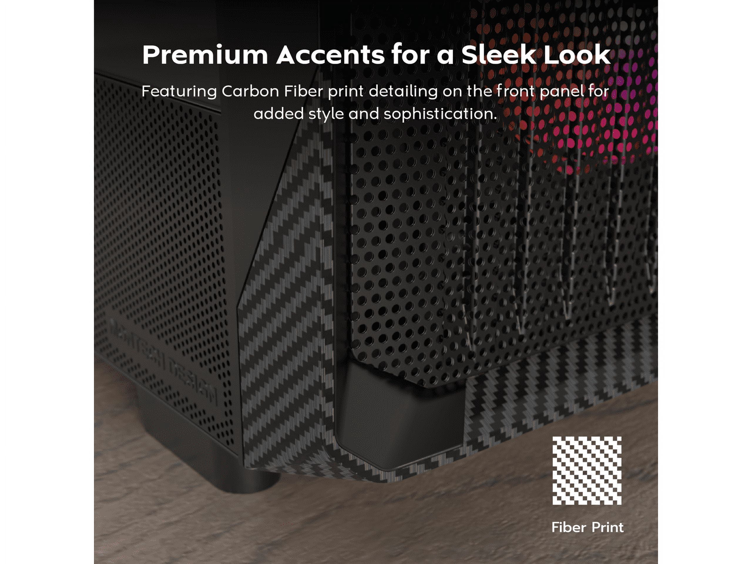 MONTECH X5- ATX Mid-Tower Gaming PC Case, High Airflow, 3x 140mm and 1x 120mm ARGB Fans Pre-installed, Glass Side Panel, Carbon Print Accents, GPU Holder Included, Black