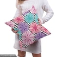thumbnail image 4 of Ambesonne Dahlia Fabric by the Yard Upholstery, Colorful Blooms over Stripes, 2 Yards, Multicolor, 4 of 4