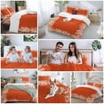 thumbnail image 6 of Sea White Coral Twin Size Comforter Set, Marine Orange Background Modern Art Bedding for All Seasons, 4 Pcs Bed Set, 1 Quiltcover (68"x86") ,1Sheet(67"x116"), 2Pillowcases (30"x20"), 6 of 9