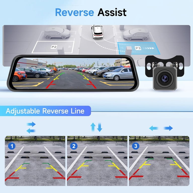 4K Mirror Dash Cam 9.66" Rear View Mirror Front And Rear