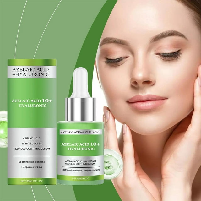 Loción Hidratante Facial Calmante para El Enrojecimiento con 10 % de Azelaico | 30 Ml | Apto para Piel Sensible | Solución de Ácido Hialurónico | Difumina Las Manchas | Extracto de Cebada | Fórmula N