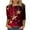 Red-Christmas Shirts, variant on Jsaierl Womens Christmas Shirts Plus Size Xmas Print Tees Going Out Round Neck T-shirt 3/4 Sleeve Tunic Blouse Tops Christmas Clothes