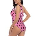 thumbnail image 4 of Rateoe Rose red polka dots Pattern Women One Piece Swimsuits Tummy Control One Shoulder Bathing Suits Ruffle Swimwear-XX-Large, 4 of 6