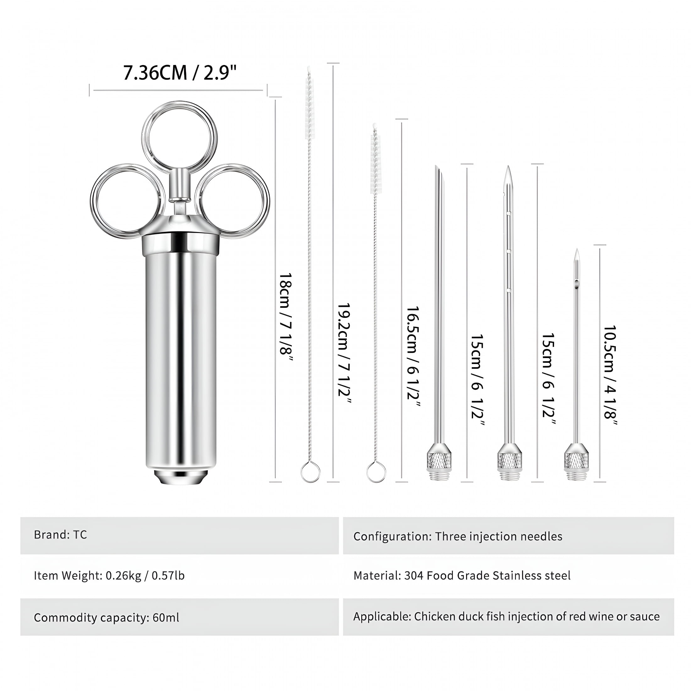 ACDANC 2026 New Turkey Flavor Injector,Meat Injector,Stainless Steel 304 Marinade Injector Syringe for Kitchen,Bbq,Grilling,Cooking