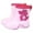 Pink, variant on Hpapadks Kids Rain Boots Rainy Mid Calf Cute Dinosaur Cartoon Non Slip Water Shoes With Easy On Handles School Outdoor Play Waterproof Blue 2-3 Y