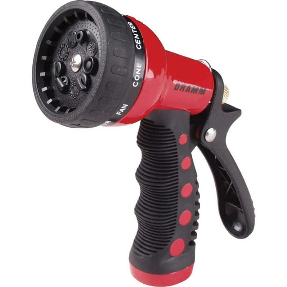 Dramm Heavy-Duty Metal 9-Pattern Watering Nozzle - Dial, Red