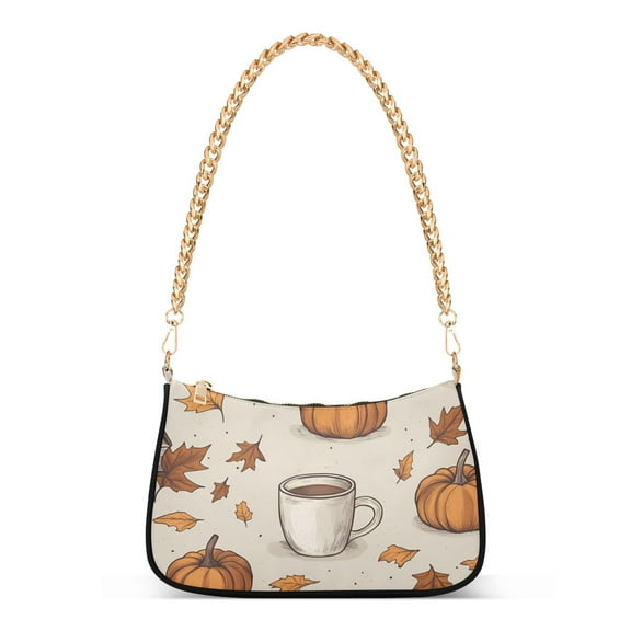 FORMRS Womens Shoulder Bag with Chain Strap Clutch Purse Cute Tote Handbag, Fall Pumpkin Pattern