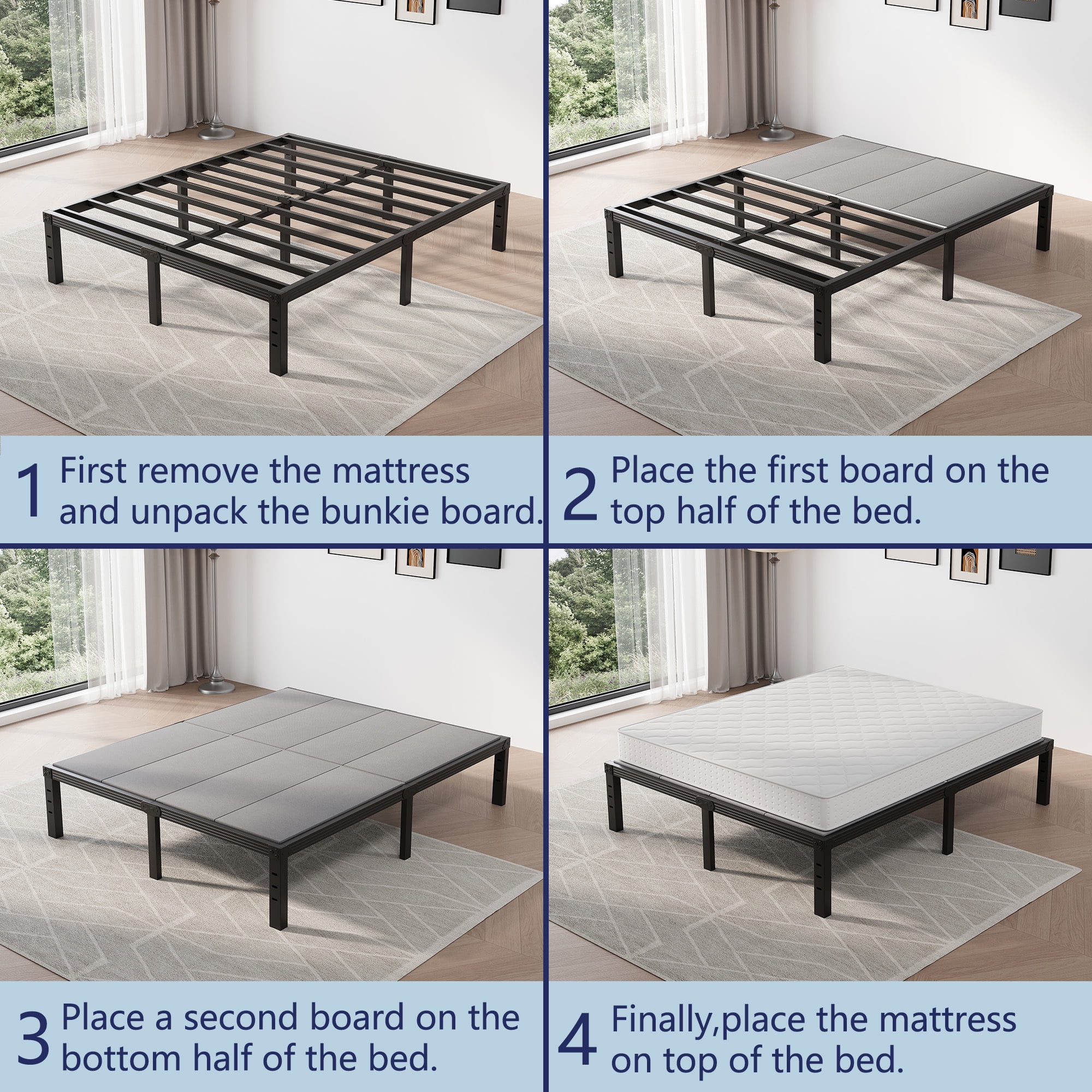 ULIESC 8mm Queen Size Bunkie Board, Fully Assembled Low Profile Mattress Support