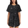 thumbnail image 1 of Balery Spider Web Black Conjunto de Pijama para Mujer con Estampado, Dos Piezas de Manga Corta y Shorts, Ropa de Dormir Suave con Cuello Redondo y Bolsillos-X-Large, 1 of 6