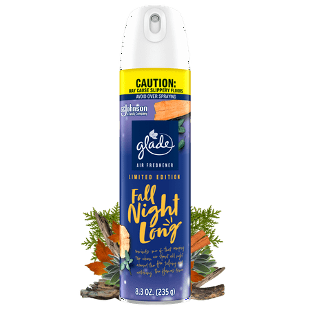 Glade Air Freshener Spray  Stocking Stuffers  Fall Night Long  Fragrance Infused with Essential Oils  8.3 oz