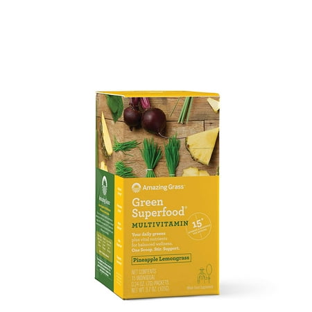 UPC 829835001163 product image for Amazing Grass Multivitamin Green Superfood Powder, Pineapple Lemongrass, 15 Pack | upcitemdb.com
