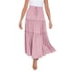 thumbnail image 1 of Falda larga boho elástica de cintura alta para mujer: con volantes, corte en A, cordón, poliéster, para todas las estaciones, tallas S-XL., 1 of 8