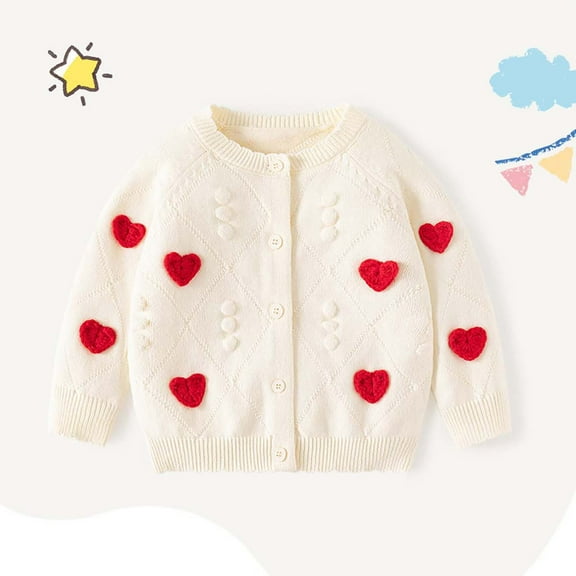Zwiiyzr Girls' Cardigan Sweater Long Sleeve Jacquard Cable-Knit Round Neck Button Down Cute Knit Cardigan Fall Baby Clothes 0-3T Beige