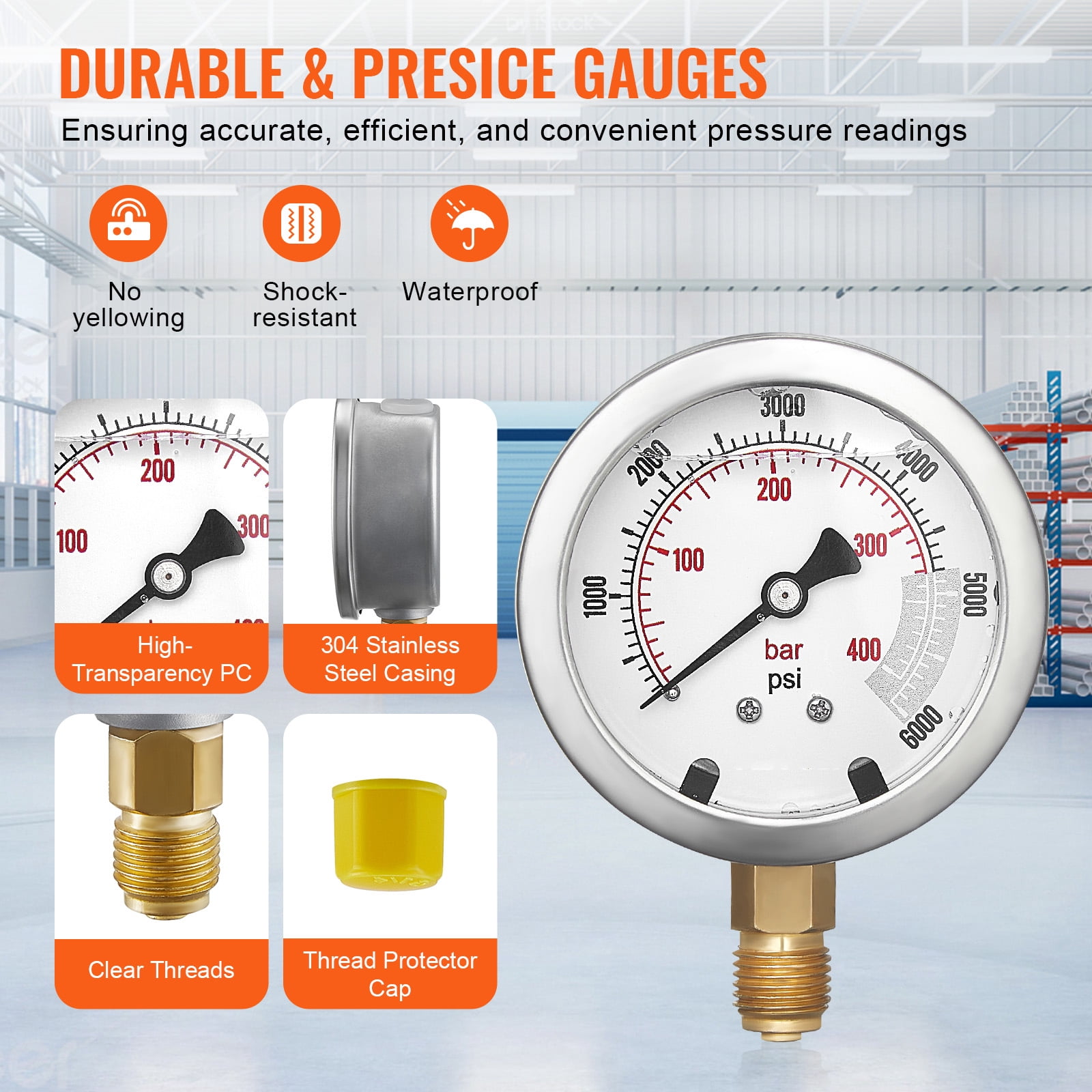 KFFKFF Hydraulic Gauge Test Kit, 250/400/600bar Range, Includes 3 Gauges, 6 Couplings, 3 Hoses, and Carrying Case for Testing Excavator, Tractor, and Construction Equipment Hydraulics