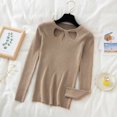 thumbnail image 1 of Suéter de punto calado para mujer, jerseys acanalados, suéteres básicos, jerséis ajustados, Tops suaves y cálidos, Otoño e Invierno, 1 of 5