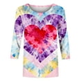 thumbnail image 5 of Valentine's 3/4 Sleeve Tops for Women Dressy Heart Printed Shirts Crew Neck Holiday Tunics Three Quarter Length Sleeve T-Shirt Cute Funny Outfits 2026 Summer Tops, 5 of 6