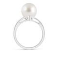 thumbnail image 2 of Angara Solitaire South Sea Cultured Pearl Bypass Split Shank Ring in 14K White Gold for Women | June Birthstone Jewelry for Her, 2 of 8