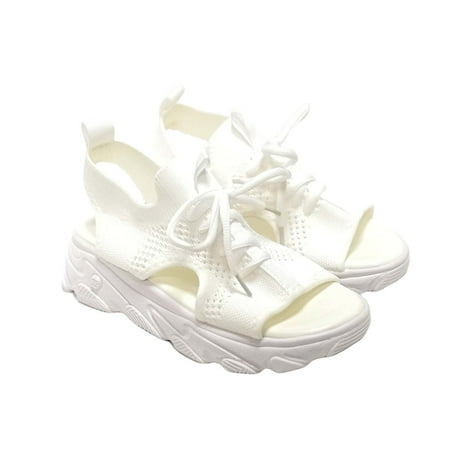 

Fesfesfes Flats Women Muffin Sandals Causal Summer Open Toe Platform Sandals Shoes Breathable Muffin Sandals With Contrast Inserts And Lace-Up Cutouts For Women 6.5(38)