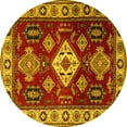 thumbnail image 1 of Ahgly Company Machine Washable Indoor Round Geometric Yellow Traditional Area Rugs, 6' Round, 1 of 4