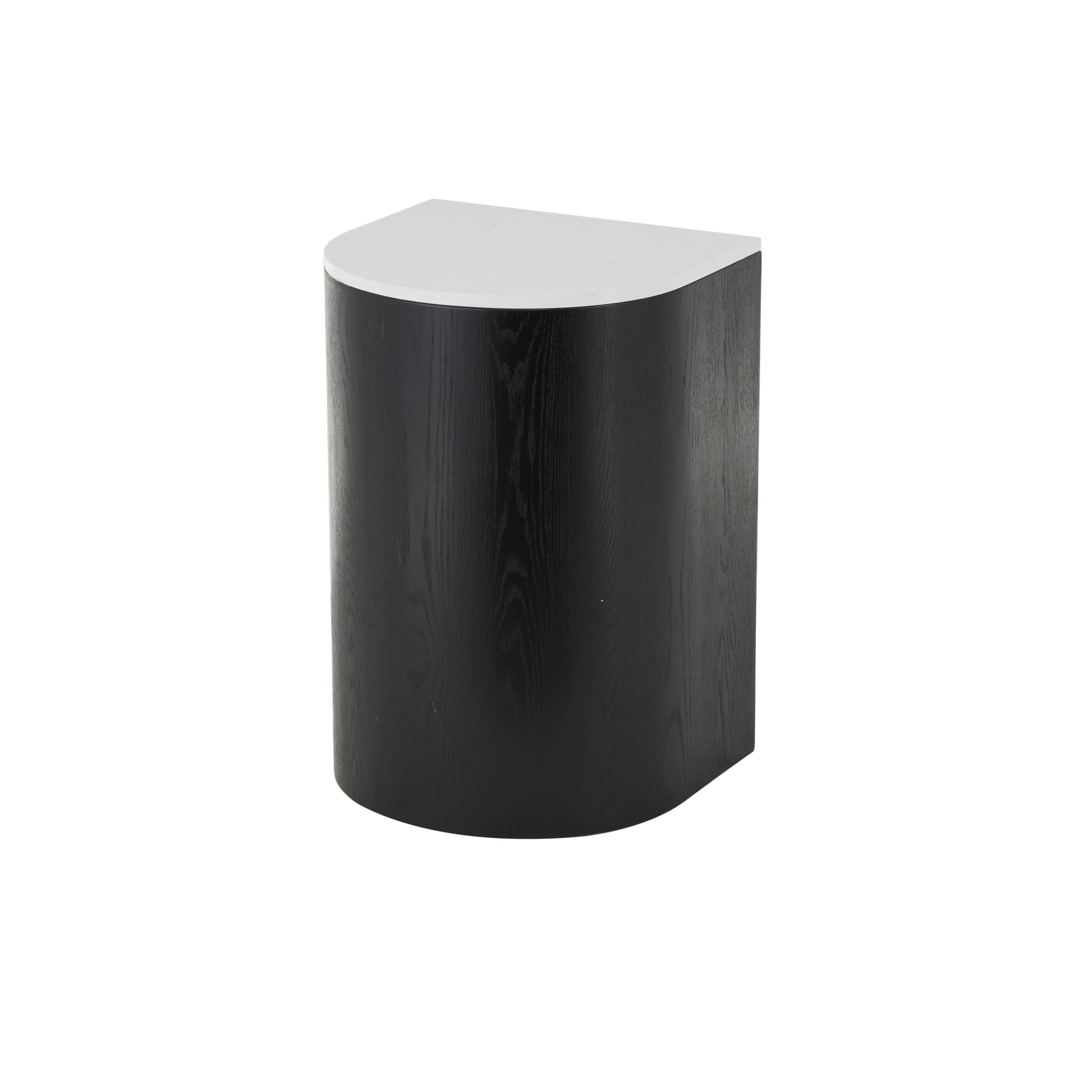 DecMode 16" x 23" Black Wood Cutout Arch Accent Table with White Marble Tabletop, 1-Piece