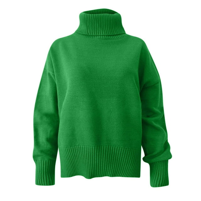 EGNMCR Chandails pour Femmes Automne Hiver Populaire Col Montant Tricoté Ample, Cadeaux pour Femmes