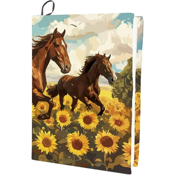 Polyester Book Covers Elastic Notebook Wraps Rectangle Horse 400x250mm