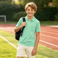 thumbnail image 6 of Boys' School Uniform Short Sleeve Polo Shirt Button Closure Moisture Wicking Performance Material, 6 of 7