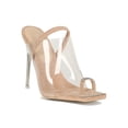 thumbnail image 1 of Women Rhinestone Open Square Toe Perspex Slingback Heel Sandal 19003, 1 of 6