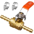thumbnail image 2 of 1/4" Brass Mini Shut Off Ball Valve for Water Fuel Gas Line RV Tubing, 2 of 5