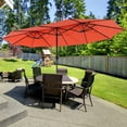 thumbnail image 3 of Gymax 15Ft Solar LED Patio Outdoor Double-Sided Umbrella w/ 48 Lights Crank Orange, 3 of 10
