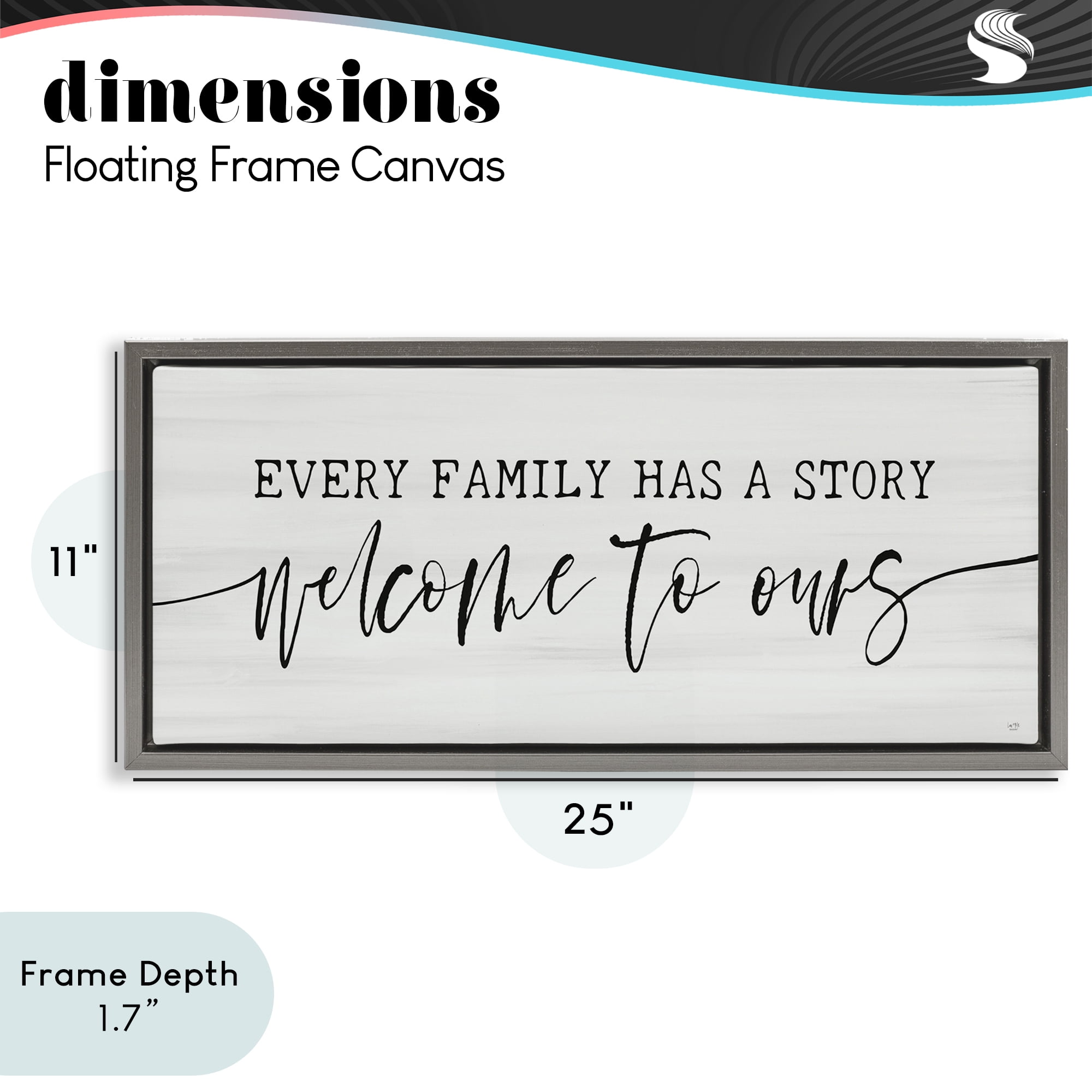 Stupell Industries Welcome To Our Family Story Gray Framed Floater Canvas Wall Art, design by Lux + Me Designs