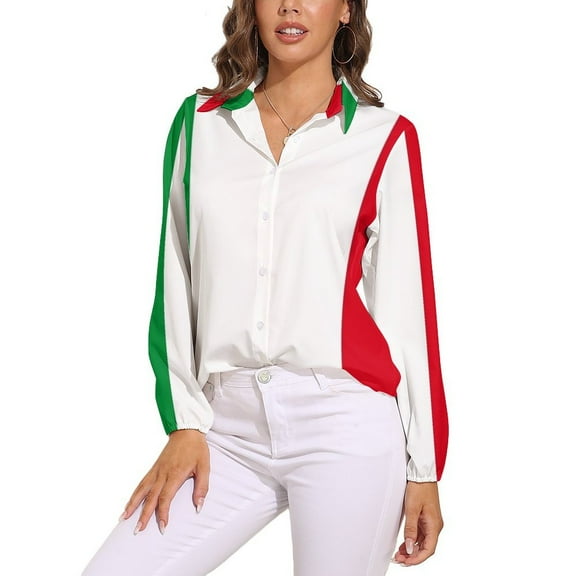 Flag of Italy Long Sleeve Blouse Woman Streetwear Casual Shirts Summer Oversize Woman Streetwear Clothing Birthday Present