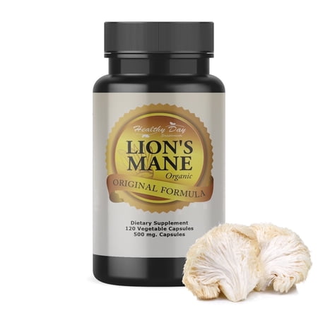 Healthy Day Supplements Lion’s Mane Mushroom Capsules 120 Count | Organic Lion’s Mane Extract | Gluten Free | Brain Health & Cognitive Support for Adults | Made in USA