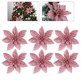 thumbnail image 4 of Gymnture Pink Glitter Poinsettia Christmas Flowers - 9pcs Xmas Tree/Wreath Decor, 4 of 10
