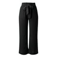 thumbnail image 6 of Lisingtool Casual Pants for Women Trendy Women's Wide Leg Pants Lightweiht Adjustable Waist Bow Tie Loose Comfortable Casual Trousers With Pocket Black, 6 of 9