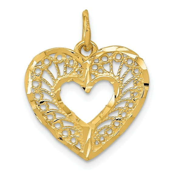 Real 14kt Yellow Gold Polished Heart Pendant; for Adults and Teens; for Women and Men