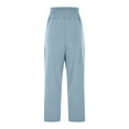 thumbnail image 6 of Womens Trouser Pants Long New Women's Casual Pants with Pockets High Waisted Stretch Ankle Pants Straight Leg Travel Athletic Work Trousers Light Blue L, 6 of 9