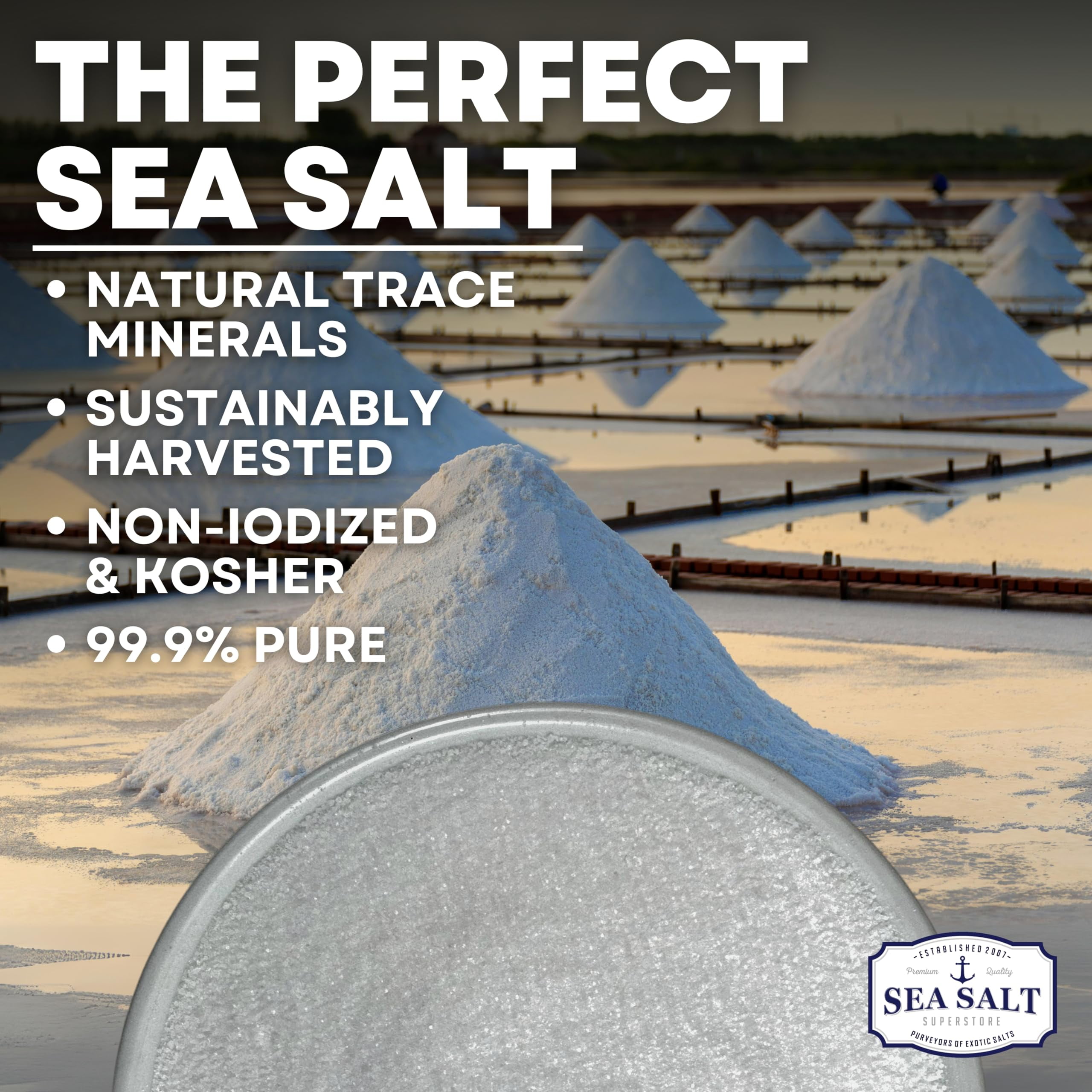 Fine Grain Sea Salt from Baja California, Replacement for Table Salt, Non-Iodized, All-Natural, No Additives, 5 lb Bag