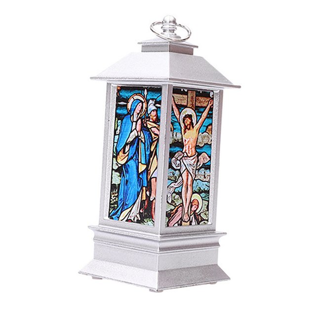 Lámpara de Navidad con batería Linternas de velas Decoraciones de luz Plata Sunnimix Linterna de Jesús