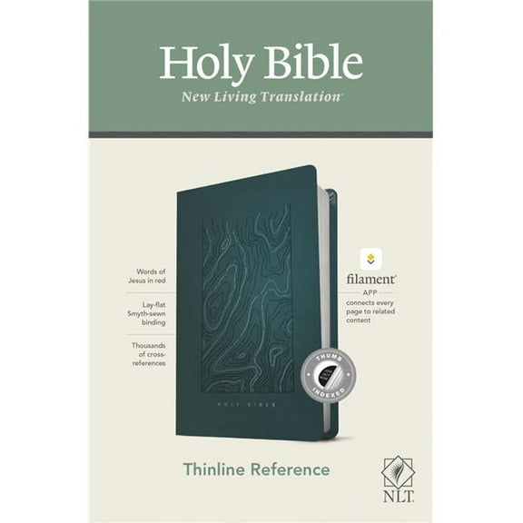 Tyndale House Publishers 244549 NLT Thinline Reference Bible, Teal Blue LeatherLike Indexed