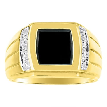 Mens Diamond & Onyx Ring 14K Yellow or 14K White Gold