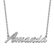 Personalized Planet Women's Rhodium or Gold Plated Diamond Cut Script Nameplate Necklace