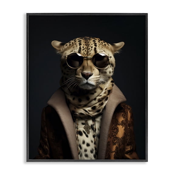 Stupell Industries Luxury Cat Couture Black Framed Giclee Art, design by Andrea Haase