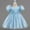 Blue, variant on SERTG Little Girls' Puff Sleeve Dress with Back Zipper Party Solid Color Fashionable Playful Princesse Skirt Outfit for 1-9 Years(Hot Pink,4 Years)