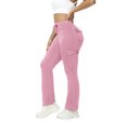 thumbnail image 4 of CFMDUC Women's Workout Leggings with Pockets Stretchy High Waisted Cargo Pants Gym Yoga No Front Seam Leggings Pink S, 4 of 9