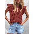 thumbnail image 2 of Camisa PRETTYGARDEN 2025 Mujer Manga Corta con Volantes Marrón Rojo XXL, 2 of 6